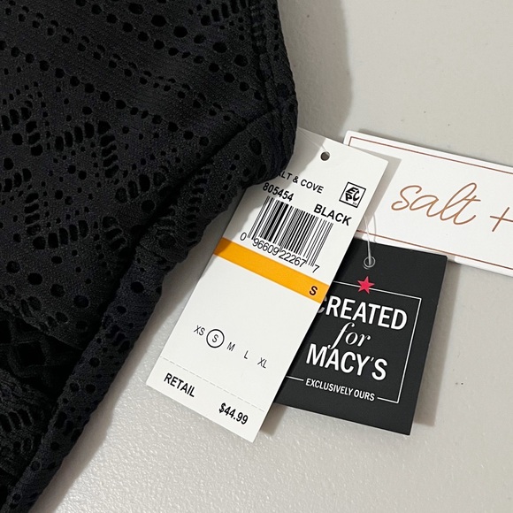 Salt & Cove Black Crochet One Piece Swimsuit Size Small - Picture 7 of 8